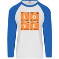 Love Periodic Table Chemistry Geek Funny Mens L/S Baseball T-Shirt White/Royal Blue