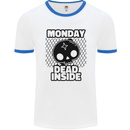 Monday Dead Inside Skull Work Mens Ringer T-Shirt White/Royal Blue