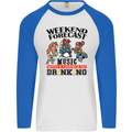 Music Weekend Forecast Alcohol Beer Mens L/S Baseball T-Shirt White/Royal Blue
