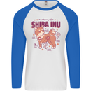 Shiba Inu Anatomy Mens L/S Baseball T-Shirt White/Royal Blue