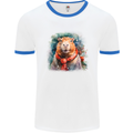 Winter Capybara Christmas Xmas Mens Ringer T-Shirt White/Royal Blue