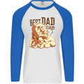 Lion Best Dad Ever Funny Father's Day Mens L/S Baseball T-Shirt White/Royal Blue