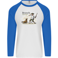 Branch Manager Funny Dog Walking Dad Mens L/S Baseball T-Shirt White/Royal Blue