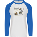 Branch Manager Funny Dog Walking Dad Mens L/S Baseball T-Shirt White/Royal Blue