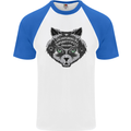 Ouija Board Cat Dark Black Magic Voodoo Mens S/S Baseball T-Shirt White/Royal Blue