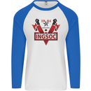 INGSOC George Orwell English Socialism 1994 Mens L/S Baseball T-Shirt White/Royal Blue