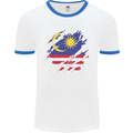 Torn Malaysia Flag Malaysian Day Football Mens Ringer T-Shirt White/Royal Blue