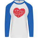 All You Need Is Love Heart Peace Mens L/S Baseball T-Shirt White/Royal Blue