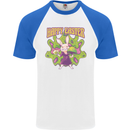 Trippy Easter Magic Mushrooms LSD Mens S/S Baseball T-Shirt White/Royal Blue