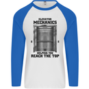 Elevator Mechanic Lift Engineer Mens L/S Baseball T-Shirt White/Royal Blue