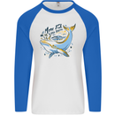 A Naked Banana Freezing Cold in Bed Mens L/S Baseball T-Shirt White/Royal Blue