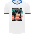 Equestrian Horse Riding My Wild Heart Mens Ringer T-Shirt White/Royal Blue