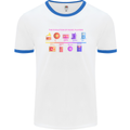 Evoloution Of Music Players Vinyl CD MP3 Mens Ringer T-Shirt White/Royal Blue