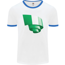 Curled Nigeria Flag Nigerian Day Football Mens Ringer T-Shirt White/Royal Blue