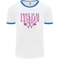 Proud to Be a Lesbian LGBT Gay Pride Awareness Mens Ringer T-Shirt White/Royal Blue