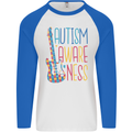 Autism Awareness Guitar Guitarist Mens L/S Baseball T-Shirt White/Royal Blue