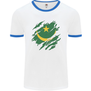 Torn Mauritania Flag Mauritanian Day Football Mens Ringer T-Shirt White/Royal Blue