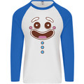 A GingerBread Man Mens L/S Baseball T-Shirt White/Royal Blue