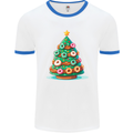 Donut Christmas Tree Funny Xmas Food Mens Ringer T-Shirt White/Royal Blue