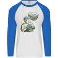 A Baseball Player Mens L/S Baseball T-Shirt White/Royal Blue