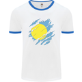 Torn Palau Flag Palauan Day Football Mens Ringer T-Shirt White/Royal Blue