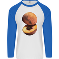 Mars Peach Space Planets Cosmos Mens L/S Baseball T-Shirt White/Royal Blue