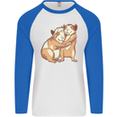 Guinea Pigs Hugging Mens L/S Baseball T-Shirt White/Royal Blue