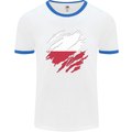 Torn Poland Flag Polish Day Football Mens Ringer T-Shirt White/Royal Blue