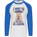 Alien UFO I Want to Be Leaving Mens L/S Baseball T-Shirt White/Royal Blue