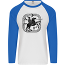 Odin Wotan Vikings Valhalla Norse Mythology Mens L/S Baseball T-Shirt White/Royal Blue