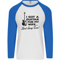 Guitar for My Wife Best Swap Ever Guitarist Mens L/S Baseball T-Shirt White/Royal Blue