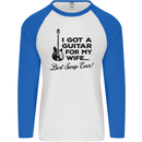 Guitar for My Wife Best Swap Ever Guitarist Mens L/S Baseball T-Shirt White/Royal Blue