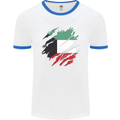 Torn Kuwait Flag Kuwaiti Day Football Mens Ringer T-Shirt White/Royal Blue