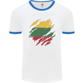 Torn Lithuania Flag Lithuania Day Football Mens Ringer T-Shirt White/Royal Blue