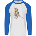 A Potoroo Mens L/S Baseball T-Shirt White/Royal Blue