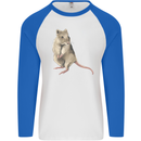 A Potoroo Mens L/S Baseball T-Shirt White/Royal Blue