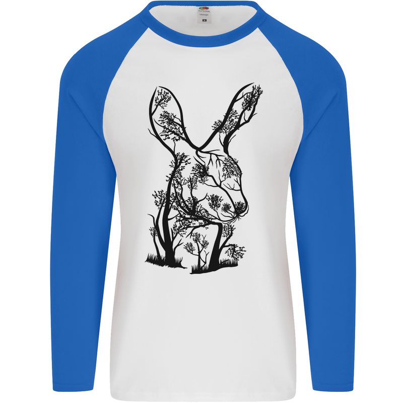 Rabbit Ecology Mens L/S Baseball T-Shirt White/Royal Blue