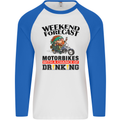 Weekend Forecast Motorbikes Mens L/S Baseball T-Shirt White/Royal Blue