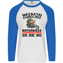 Weekend Forecast Motorbikes Mens L/S Baseball T-Shirt White/Royal Blue