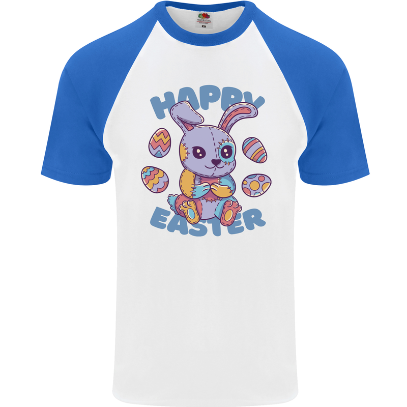 Happy Easter Bunny Mens S/S Baseball T-Shirt White/Royal Blue