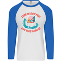 Wakeboarder Water Sports Wakeboarding Mens L/S Baseball T-Shirt White/Royal Blue