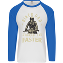 Biker Dad Fathers Day Motorbike Motorcycle Mens L/S Baseball T-Shirt White/Royal Blue