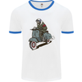 Scooter Skull Biker Motorcycle MOD Mens Ringer T-Shirt White/Royal Blue