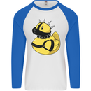 BDSM Rubber Duck Funny Bondage Mens L/S Baseball T-Shirt White/Royal Blue