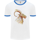 A Watercolour Goat Farming Mens Ringer T-Shirt White/Royal Blue