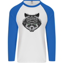 Ouija Board Cat Dark Black Magic Voodoo Mens L/S Baseball T-Shirt White/Royal Blue