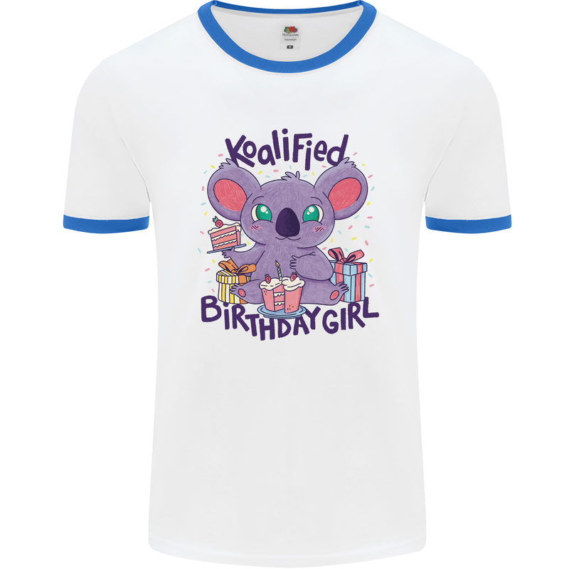 Koalified Birthday Girl 3rd 4th 5th 6th 7th 8th 9th Mens Ringer T-Shirt White/Royal Blue