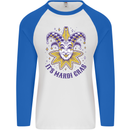 Its Mardi Gras Mens L/S Baseball T-Shirt White/Royal Blue