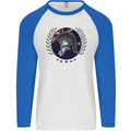 Australian Bodybuilding Flag Gym Training Spartan Mens L/S Baseball T-Shirt White/Royal Blue