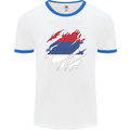 Torn Flag Puerto Rico Mens Ringer T-Shirt White/Royal Blue